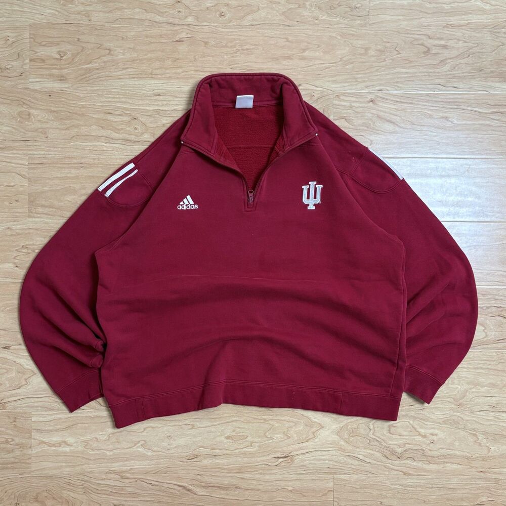 Adidas Indiana Hoosiers Red Quarter Zip Sweatshirt XL Embroidered College NCAA